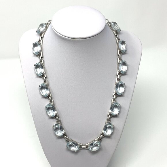 Swarovski Chunky Aqua Crystal Necklace - Picture 2 of 9
